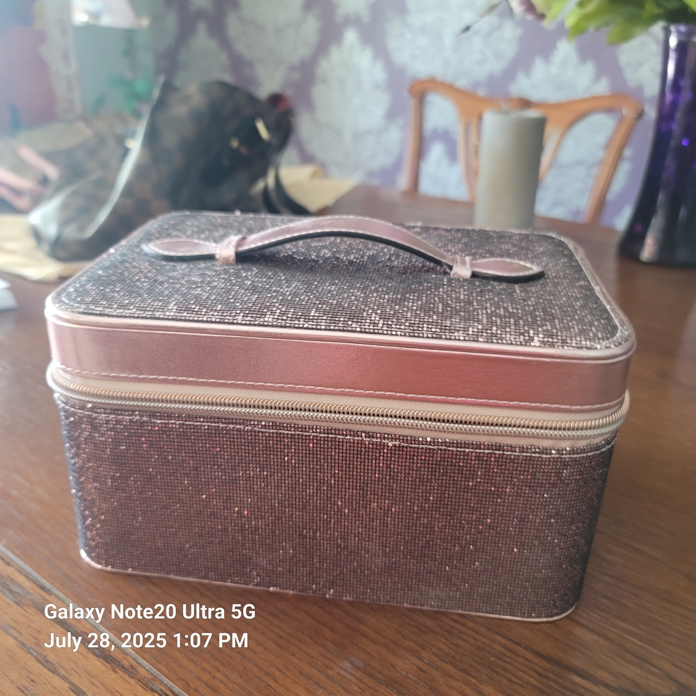 Sparkling Pink and Silver Makeup Case